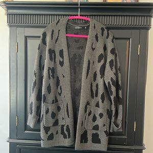 Animal print cardigan sweater